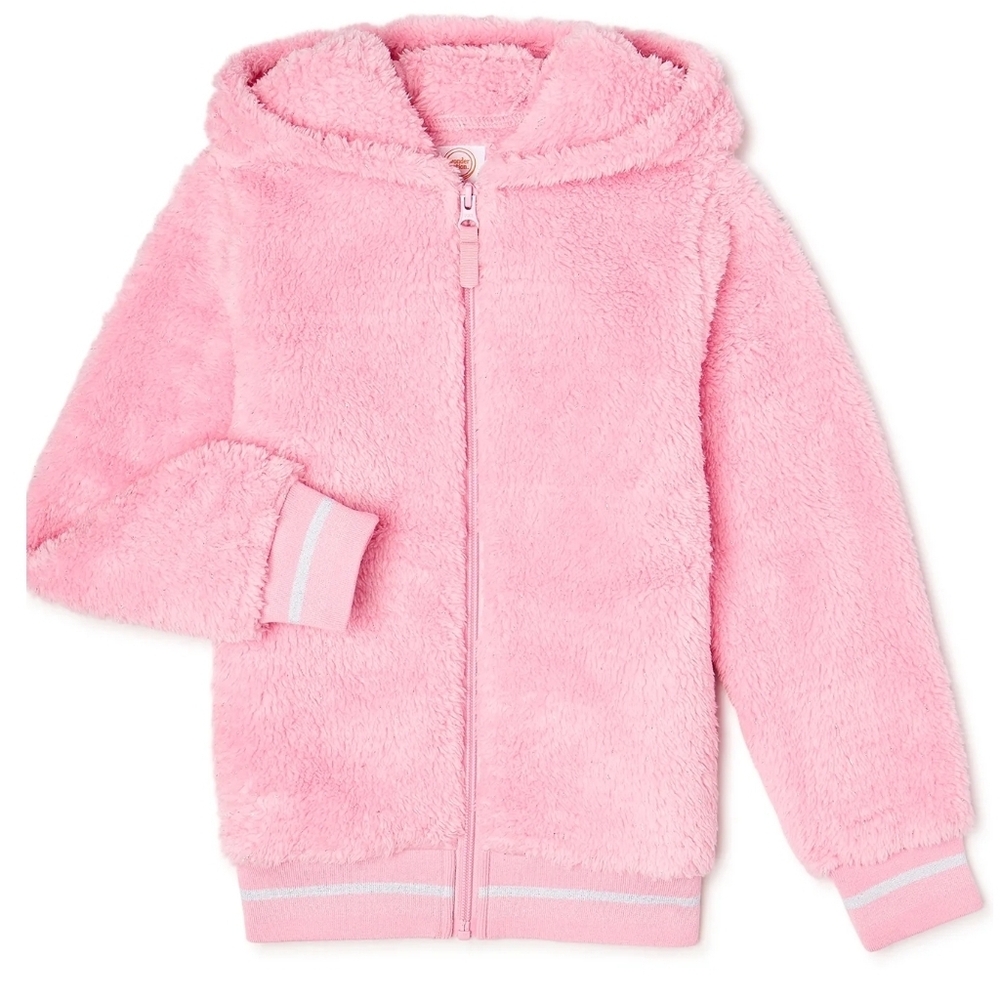 Wonder Nation Girls' Plush Zip-Front Hoodie